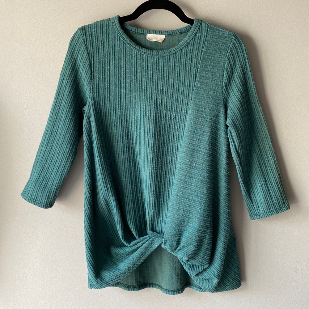 Liam & Co - twist front green sweater